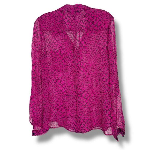 Diane Von Furstenberg Printed Button-Up Blouse Top in Purple Silk Women’s Size 8 - Picture 5 of 9